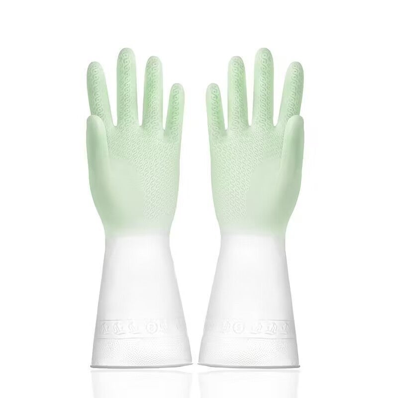 Durable Gradient Kitchen Cleaning Latex Gloves Gradient Green Gradient Green