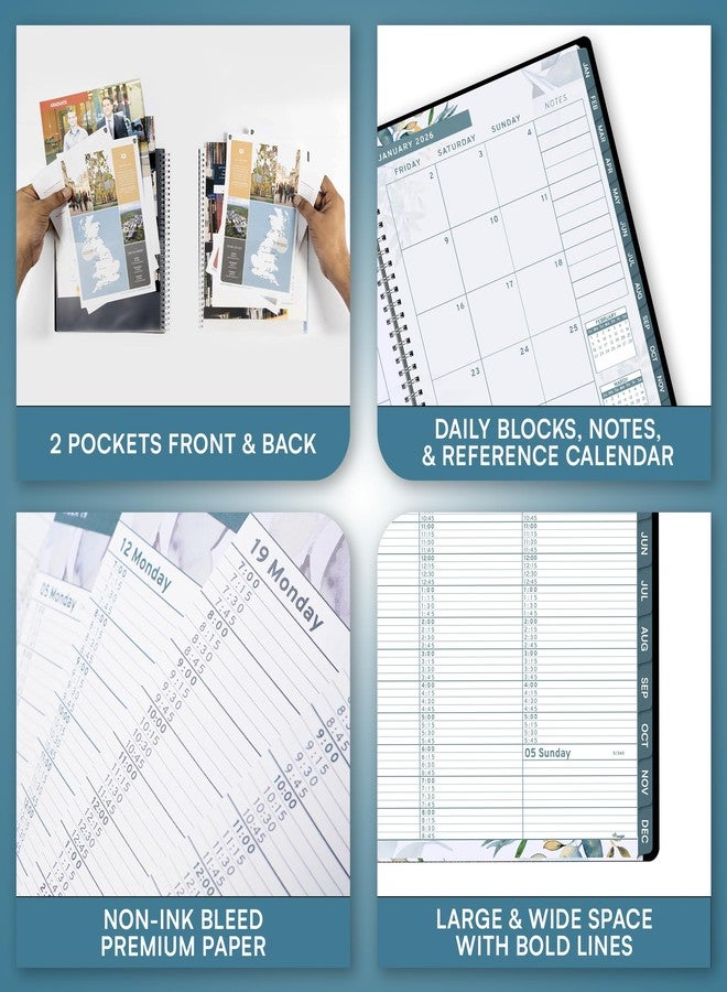 Ensight 2026 Appointment Book & Planner Ensight 8.5 x 11 inches Large Tabbed Daily Hourly Weekly Planner Schedule Book 15 Minute time Slots Business & Personal Planner Jan 2026 Dec 2026 Floral - Image 5