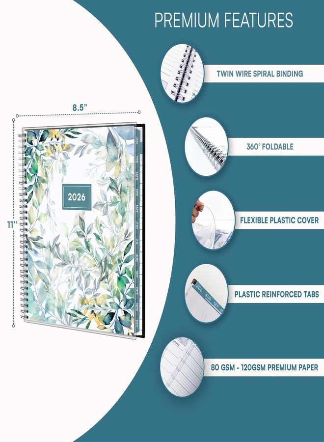 Ensight 2026 Appointment Book & Planner Ensight 8.5 x 11 inches Large Tabbed Daily Hourly Weekly Planner Schedule Book 15 Minute time Slots Business & Personal Planner Jan 2026 Dec 2026 Floral - Image 4