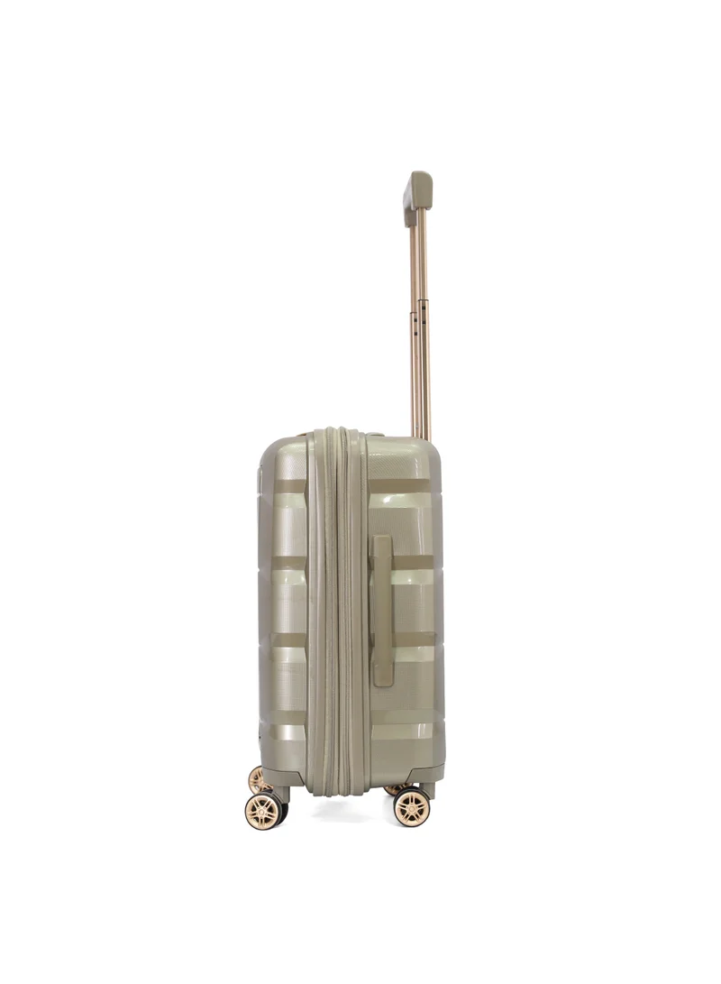 Victoria VICTORIA 55 cm Hard Shell Expandable Polycarbonate Cabin Luggage Suitcase Lightweight Durable High Capacity with Double Spinner Wheels and TSA Lock,Champagne, 20 Cabin