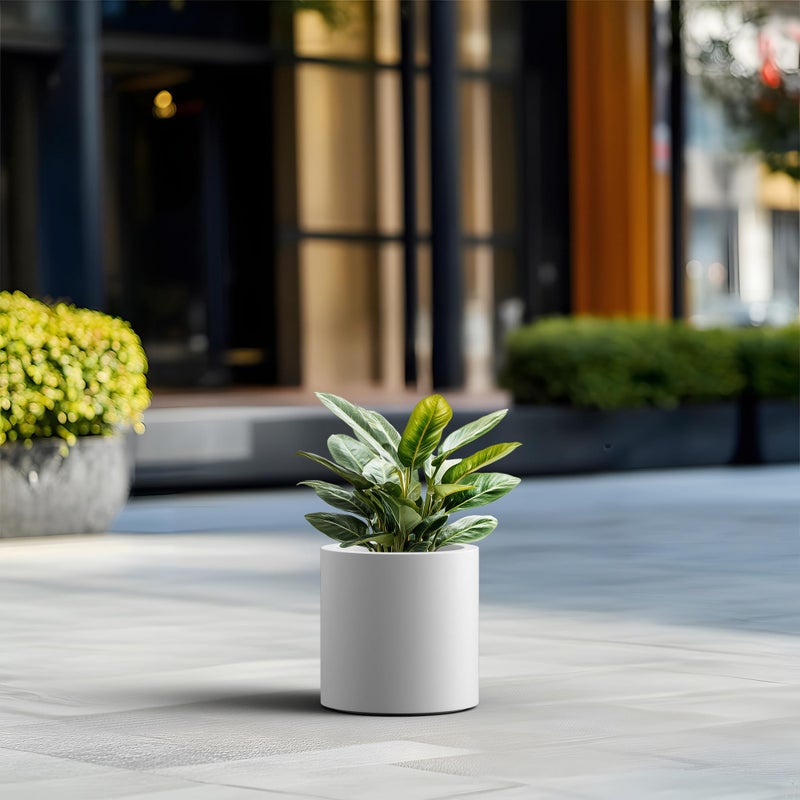 Kante 9.8" Cone-Style Concrete Planter Set of 3, Round Garden Pot with Drainage System for Indoor Outdoor Use, Suitable for Flower, Trees, Succulents, White - Image 4
