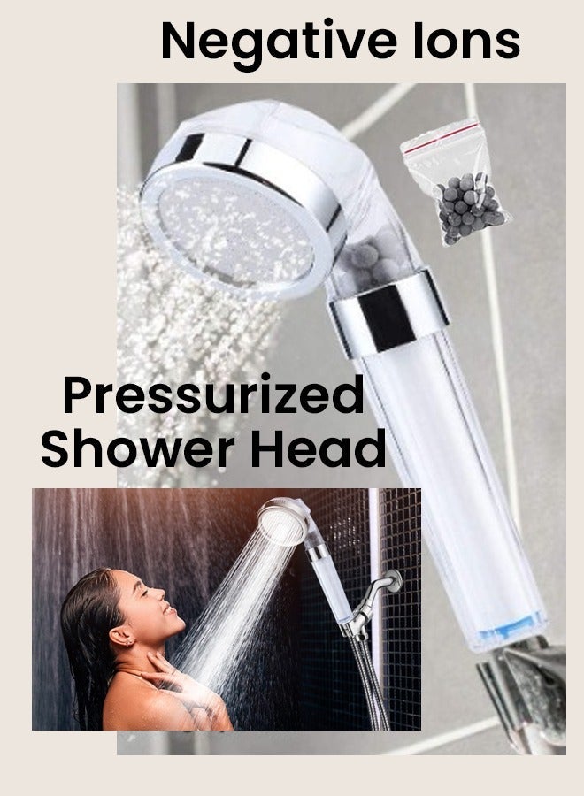 High Pressure Handheld Shower Head 3 Modes Water Saving Filtered Ionic With PP Cotton Filter Extra Stones Easy Install Ideal For Spa Hair Therapy  - Image 2