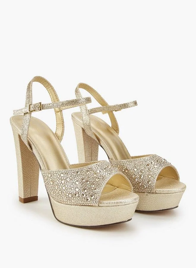 Embellished Open Toe Sandals with Platform Heels