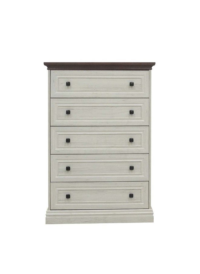 DANUBE HOME Pioneer Chest Of 5 Drawers Desk Chest Of Drawers Living Room Chest Of Drawers Modern And Simple Bedroom Furniture Wall Storage Cabine -White Oak+Brown  - Image 3