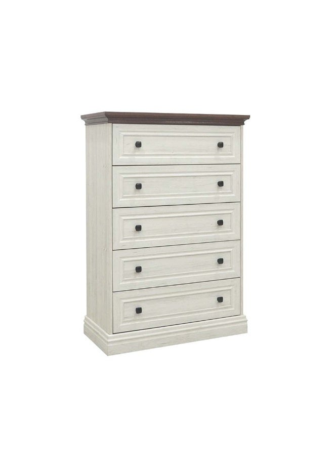 DANUBE HOME Pioneer Chest Of 5 Drawers Desk Chest Of Drawers Living Room Chest Of Drawers Modern And Simple Bedroom Furniture Wall Storage Cabine -White Oak+Brown  - Image 5