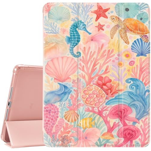 JOYLAND for iPad 10th Generation Case 10.9 inch/iPad (A16) 11th Generation 11 Inch 2025 with Pencil Holder-Auto Wake/Sleep,Starfish Pattern Anti-Scratch Shockproof Premium Folio Stand Case,Pink - Image 1
