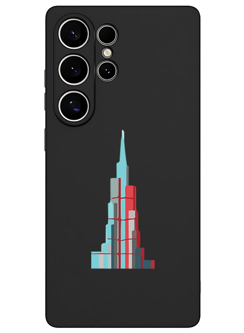 Theodor Protective Slim Fit Case Liquid Silicone Cover with Full Body Protection Anti-Scratch Shockproof Case For Samsung Galaxy S25 Ultra (Black) - Burj Khalifa - Image 1