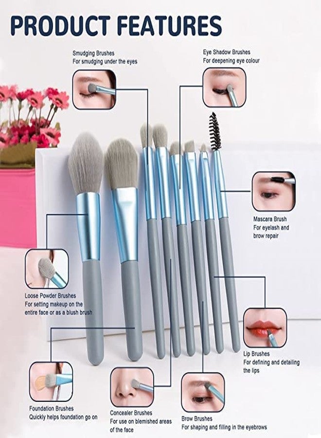 VishBin Professional Makeup Brushes Set Mini Makeup Brushes 8Pcs Portable Make up Set Premium Makeup Brushes Kits -Foundation Powder Cosmetic Brush Blush Blending Eyeshadow Brushes Sets - Image 2