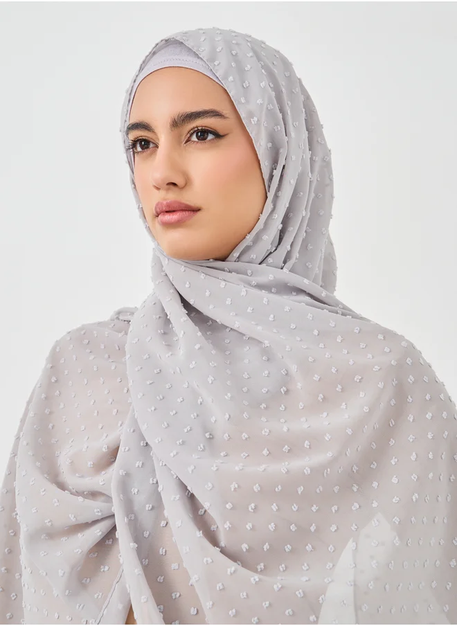 Styli Dobby Design Hijab with Head Cap