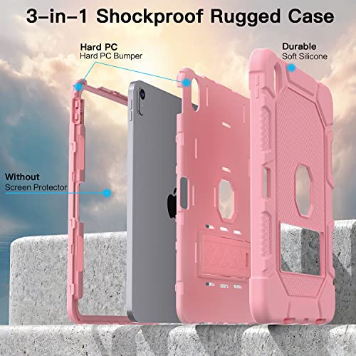 Azzsy Case for iPad (A16) 11th Generation 11 Inch 2025 / iPad 10th Generation 10.9 Inch 2022, [Built-in Pencil Holder] Heavy Duty Shockproof Rugged Protective Case, Rose Gold2 - Image 5