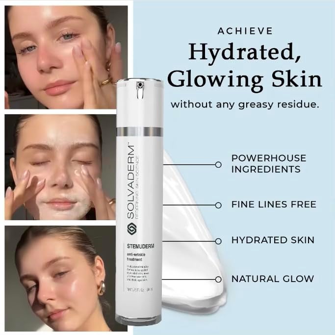 Solvaderm Stemuderm Face & Eye Cream - Anti Aging Skincare - Daily Moisturizer for Fine Lines, Wrinkles & Eyebags - Supports Natural Collagen Production & Elastin - Organic Plant Based Stem Cells - 1.75 fl oz - Image 2