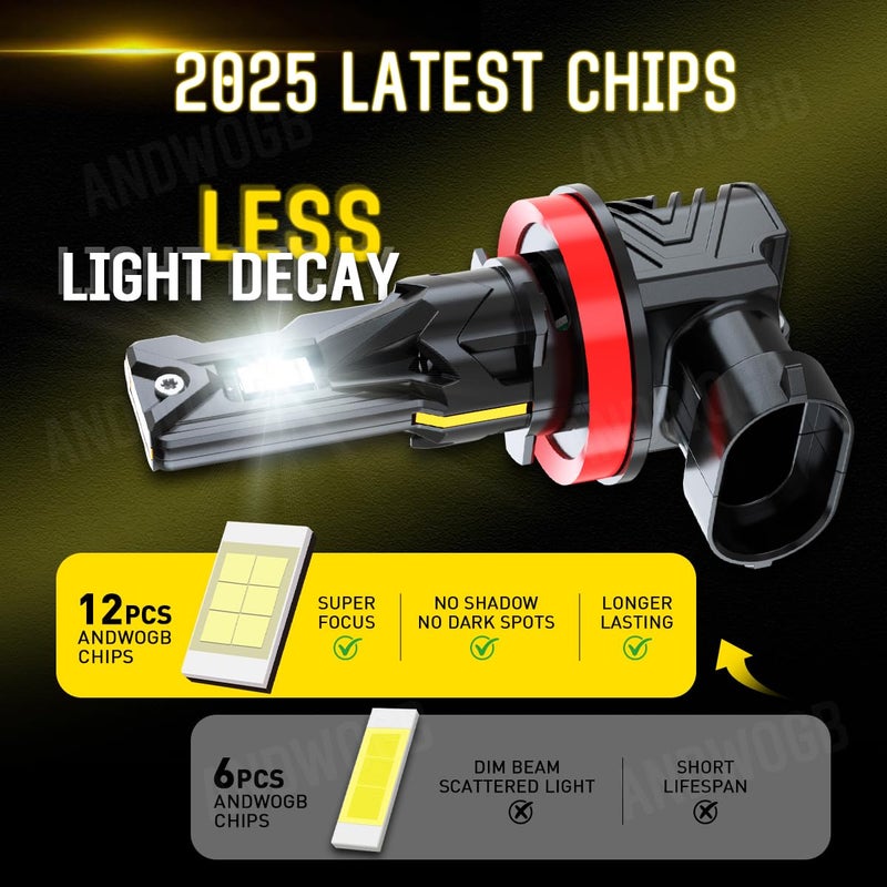 ANDWOGB Lights Compatible for Chevy Impala Light Bulbs for Off road Use, Years: 2006 2007 2008 2009 2010 2011 2012 2013, 48000 Lumens 800% Brightness, Pack of 4 - Image 5