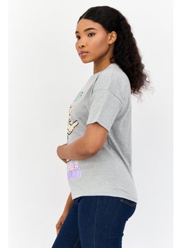 Looney Tunes Women Crew Neck Short Sleeve Graphic Print T-Shirt, Grey  - Image 2