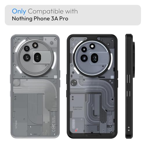 KAPAVER Impulse Series Back Cover Case for Nothing Phone 3a Pro (PC +TPU) (Cyber-i - Black Case with Glass) - Image 2