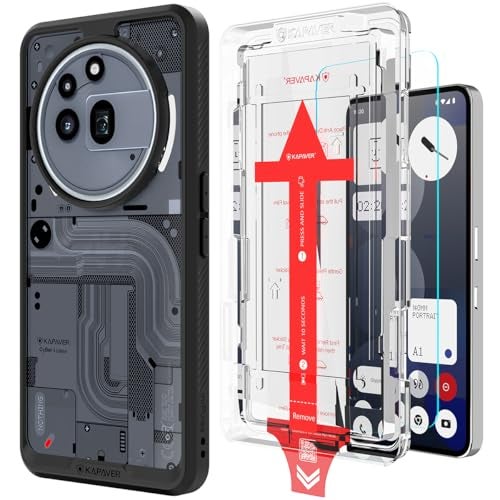 KAPAVER Impulse Series Back Cover Case for Nothing Phone 3a Pro (PC +TPU) (Cyber-i - Black Case with Glass) - Image 1
