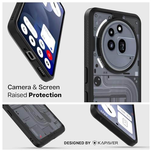 KAPAVER Impulse Series Back Cover Case for Nothing Phone 3a Pro (PC +TPU) (Cyber-i - Black Case with Glass) - Image 3
