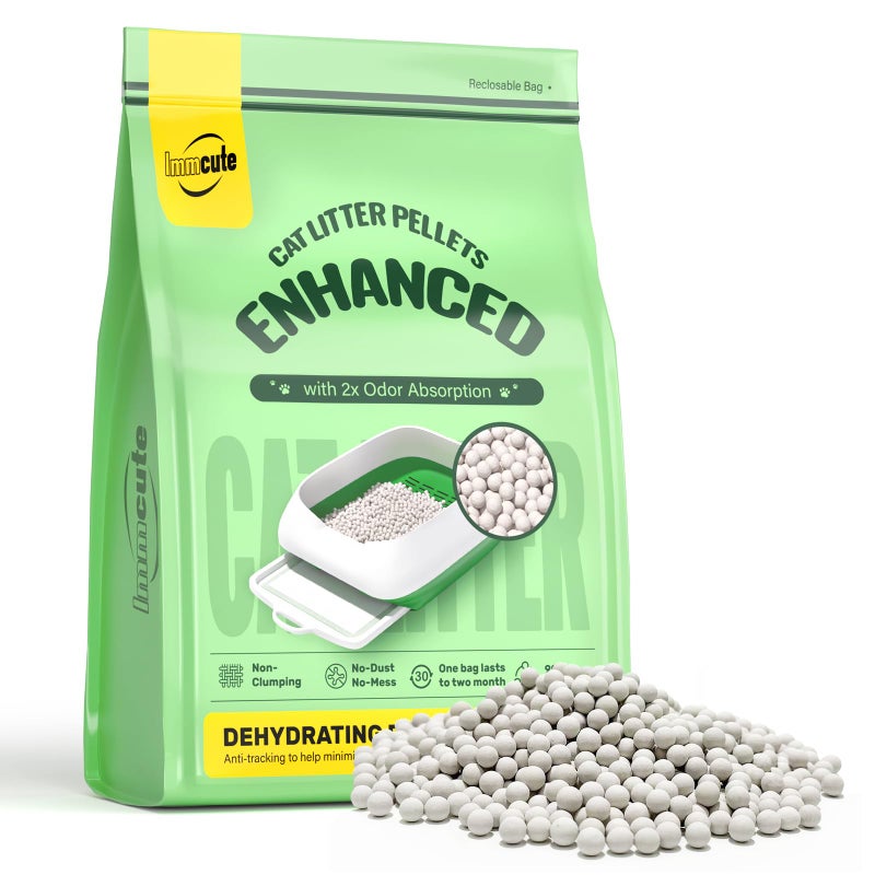 IMMCUTE Enhanced Cat Litter Pellets 9 lbs, Long-Lasting Odor Control, Generic Litter Pellets Refills Exclusively for Dual-Layer Litter Box Systems, Zeolite, Non-climping, Not Low-Tracking - Image 1
