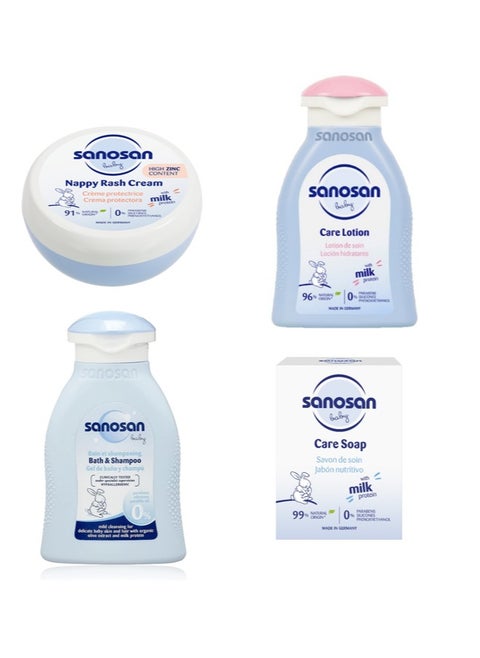 Sanosan Baby Set (Lotion 100ml - Shampoo 100ml - Nappy Rash Cream 150ml - Soap 100g)