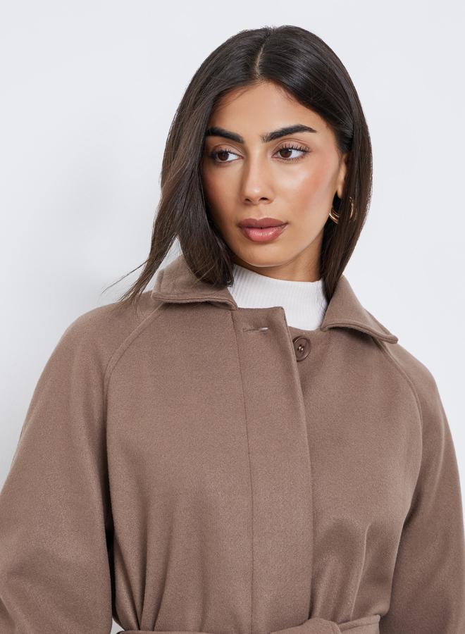 ستايلي معطف ميدي بمظهر صوف مع حزام - Image 3