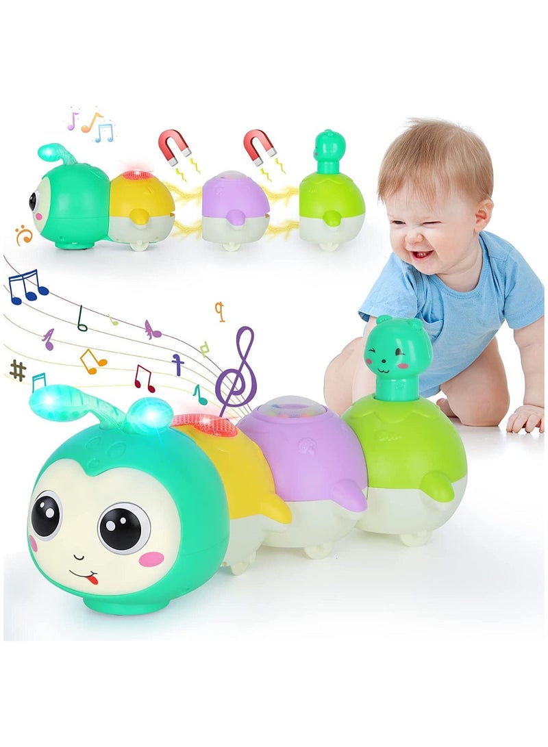 Baby Toys 0-6 Months, Crawling Caterpillar Tummy Time Toy with Magnetic Suction Music Light up, Sensory Learning Infant Toy for 6-12 Month Newborn Toddler 1 Year Old Girl Boy Baby Gifts - Image 1