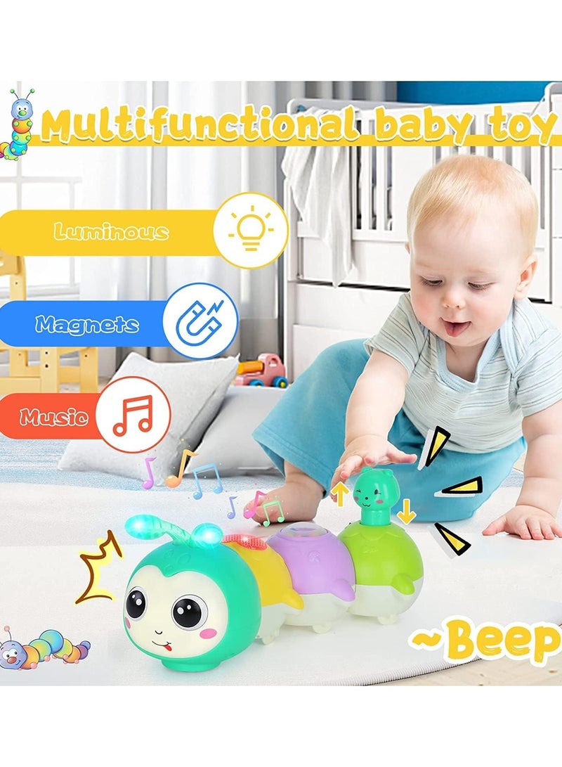 Baby Toys 0-6 Months, Crawling Caterpillar Tummy Time Toy with Magnetic Suction Music Light up, Sensory Learning Infant Toy for 6-12 Month Newborn Toddler 1 Year Old Girl Boy Baby Gifts - Image 2