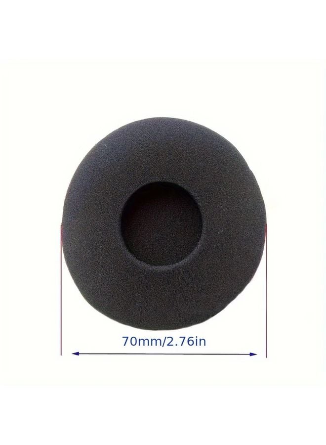 Universal Round Over Ear Headphone Cushions 2 Pairs 2.76in Thick Foam PU Leather Earpads - Image 1