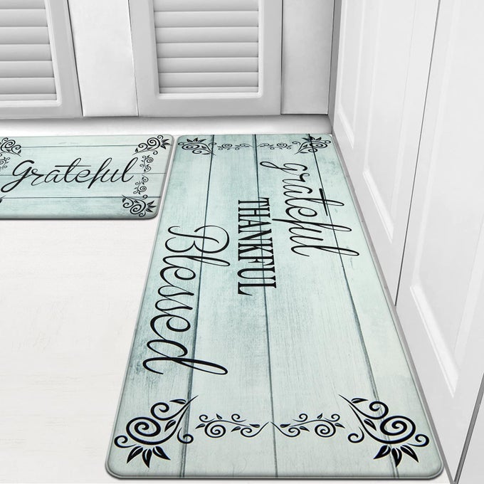 ANTI FATIGUE KITCHEN MAT SET OF 2 NON SLIP CUSHIONED KITCHEN MATS FOR FLOOR WATERPROOF FARMHOUSE KITCHEN RUGS AND MATS SET COMFORT STANDING DESK MAT CARPET FOR SINKOFFICELAUNDRY