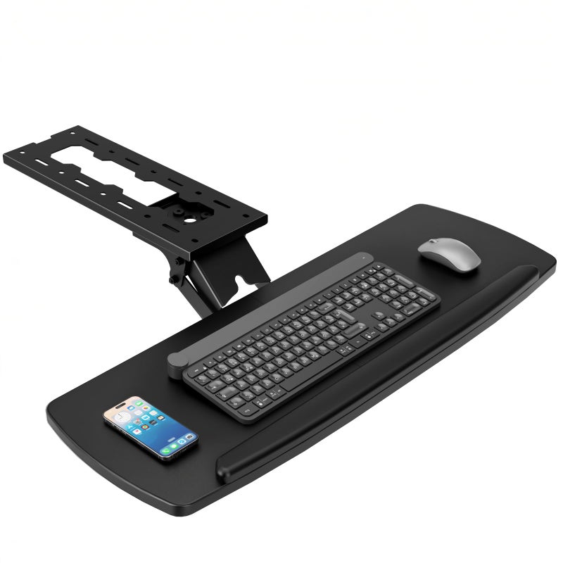 AX WABER Keyboard Tray Under Desk with Storage Drawer Height Adjustable Keyboard Tray Slide Out 360 Swivel Tilt Ergonomic Under Desk Mount Keyboard Mouse Holder for Gaming Home Office 28x11 - Image 2