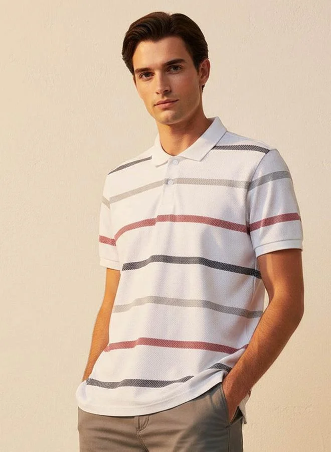 Splash FAV Men Short Sleeves Striped Polo T-shirt