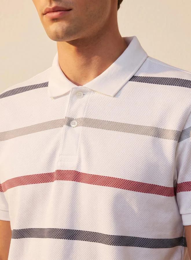 Splash FAV Men Short Sleeves Striped Polo T-shirt