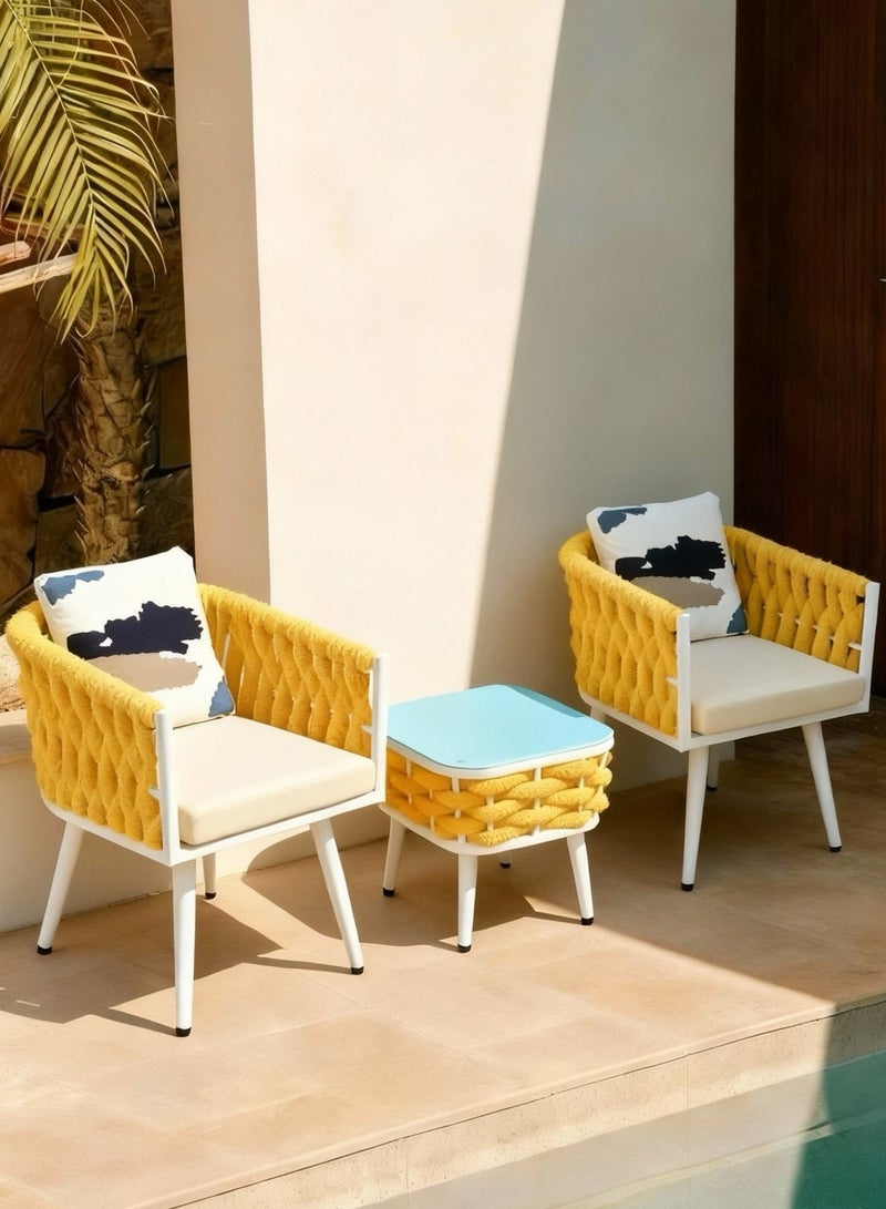 Broyhome 2+1 Modern Rope Outdoor Furniture Set, Luxury Patio Furniture Chairs with Table for Garden Villa - Image 2