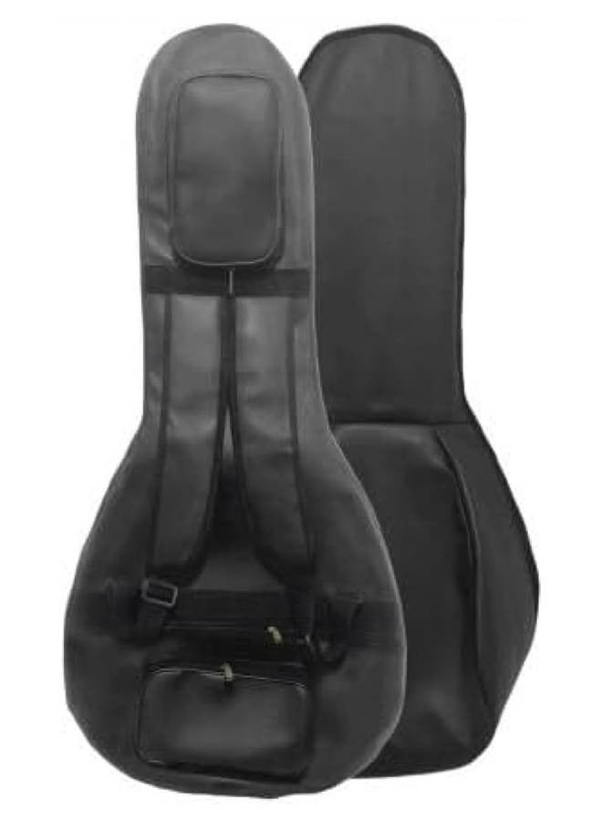 Adjustable Waterproof Leather Gig Bag Case Cover for Oud Lute with 20-mm Pad & 3 Storage Pockets (Black)