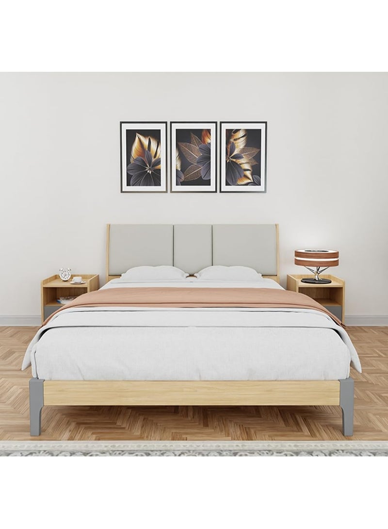 ROYALOAK Weston Queen Bed MDF with Melamine Finish, Upholstered Headboard, Comfort Back Support, Modern Design - Image 3