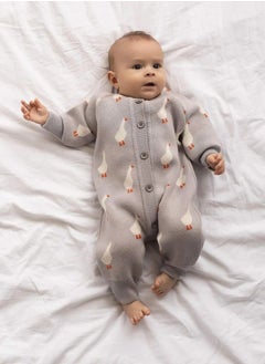 Generic Knitted Baby Romper “Geese” – Soft Cotton Unisex Jumpsuit for Newborns & Toddlers, Grow-with-Me Design, All-Season Outfit for Boys and Girls, Toucan Kids  - Image 1