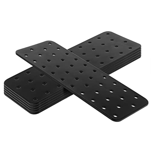 eoere 6 PCS Tie Plate Bracket, Flat Mending Repair Plate Corner Brace for Wood Shelves, Furniture, Cabinet, Steel Thickness 3/32"(Black) - Image 5
