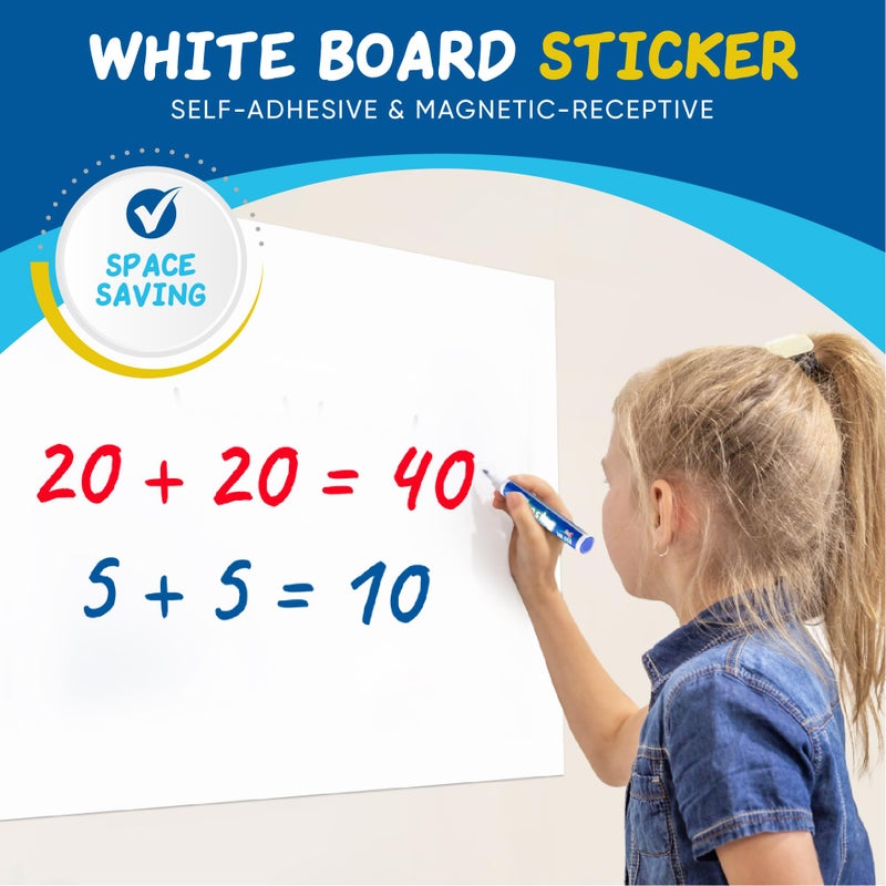 YOUNGJQ Magnetic Dry Erase Board Paper for Wall Self Adhesive Whiteboard White Board Sticker 42" x 24" for Office Home Playroom with Marker Eraser Magnet Peel and Stick - Image 2