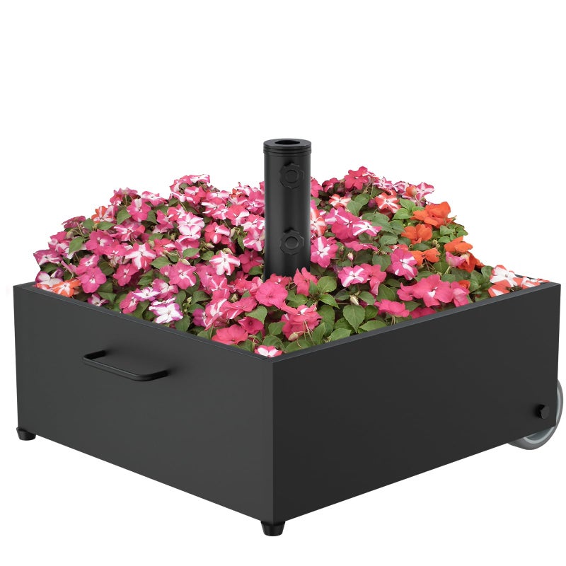 AOSTD Heavy-Duty Umbrella Base with Wheels,150lb Capacity Fillable Planter Umbrella Stand, Rust-proof Steel Umbrella Holder with Handle & Anti-Collapse Pads, for Outdoor, Patio, Garden, Deck, Poolside, Lawn - Image 1