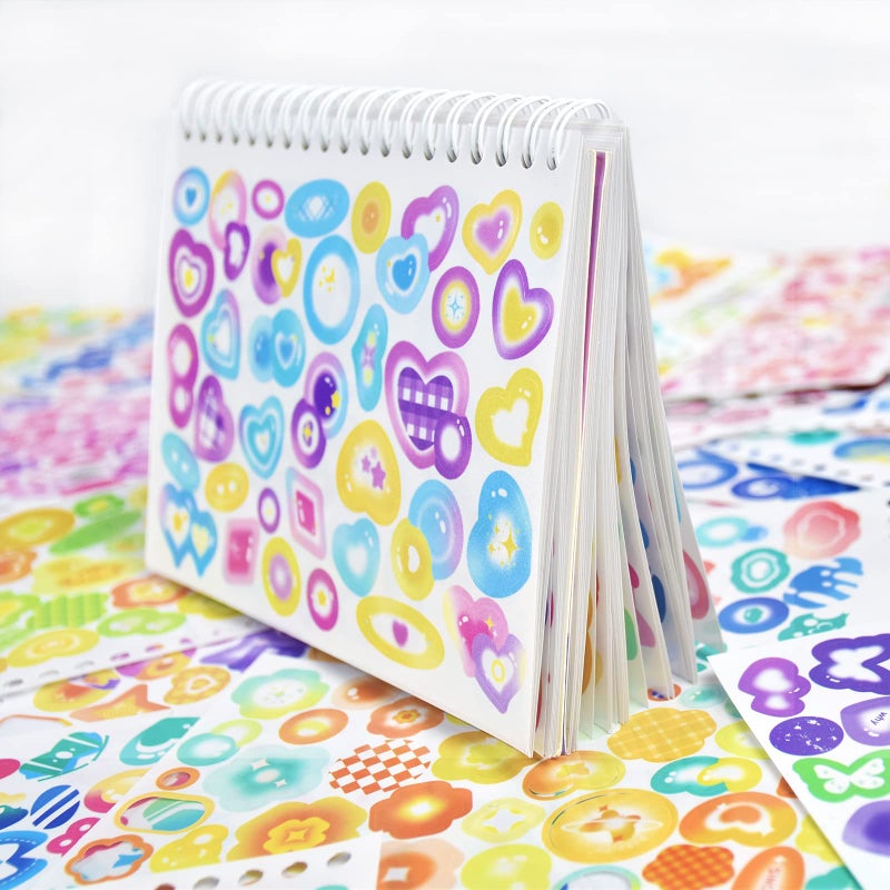 DAPUTOU 2300PCS Scrapbook Stickers Cute Butterfly Stars Heart Stickers Self Adhesive Korean Bows Ribbons Stickers Book for Kids Girls Boys Aesthetic Craft Scrapbooking Junk Journal Diary 50-Page - Image 3