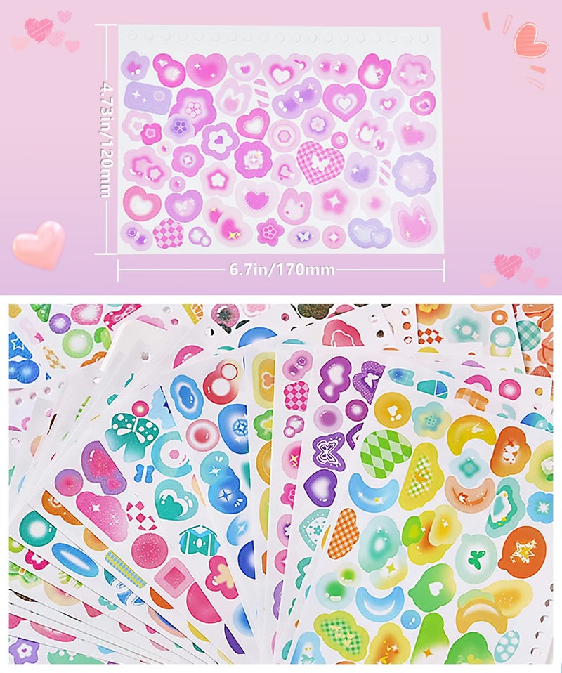 DAPUTOU 2300PCS Scrapbook Stickers Cute Butterfly Stars Heart Stickers Self Adhesive Korean Bows Ribbons Stickers Book for Kids Girls Boys Aesthetic Craft Scrapbooking Junk Journal Diary 50-Page - Image 2