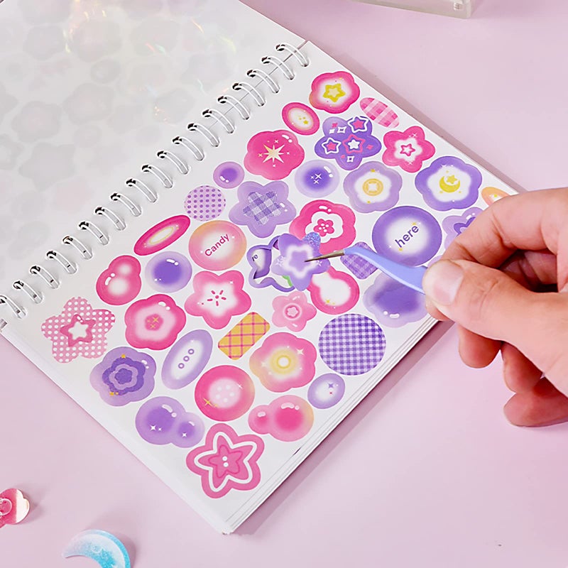 DAPUTOU 2300PCS Scrapbook Stickers Cute Butterfly Stars Heart Stickers Self Adhesive Korean Bows Ribbons Stickers Book for Kids Girls Boys Aesthetic Craft Scrapbooking Junk Journal Diary 50-Page - Image 5