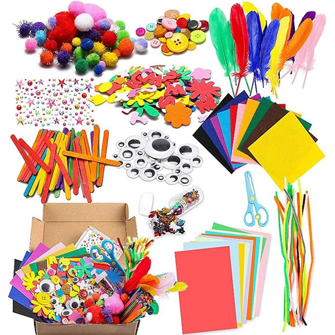 Arts and Crafts Supplies for Kids - Craft Art Supply Kit for Toddlers, DIY Kids Art Crafts Supplies for Kids Kindergarten Preschool School Art Supplies Bulk Craft Set
