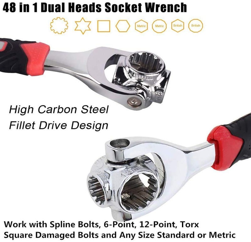 ONPRIX ONPRIX 48 in 1 Socket Wrench Tools Works with Spline Bolts Torx 360 Degree 6Point Universal Furniture Car Repair Hand Tool Handles up to 135kg of Pressure Universal Hand Tool Wrench  - Image 4