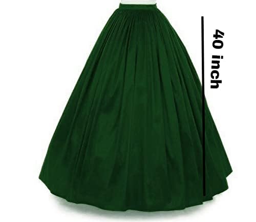 JANAK Full Length Long Flared Silk Skirt (Dark Green) - Image 2