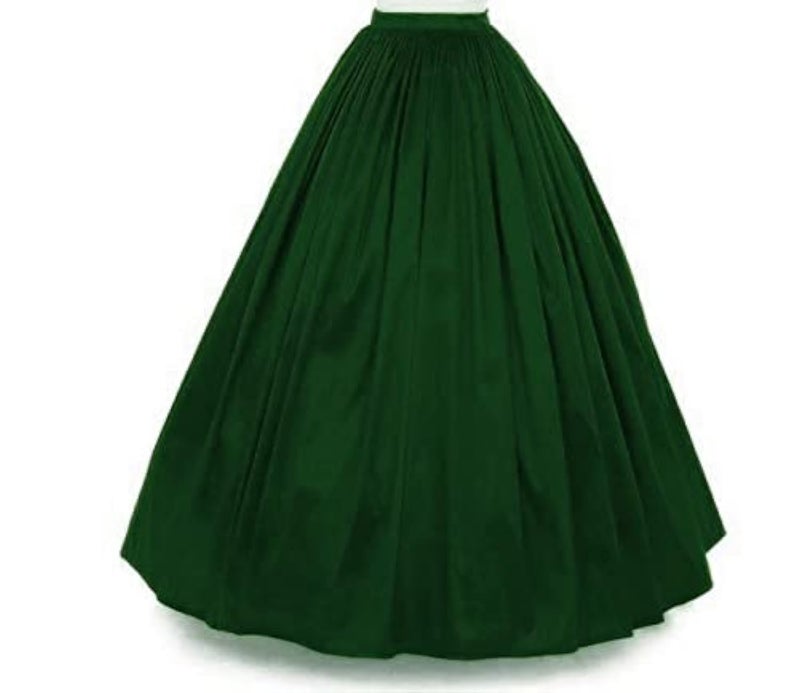 JANAK Full Length Long Flared Silk Skirt (Dark Green) - Image 5