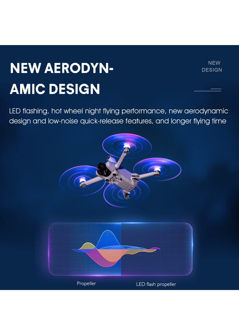 مراوح LED لطائرات DJI Mini 3 / Mini 3 Pro / Mini 4 Pro مع أضواء LED بديلة لشفرات المروحة إكسسوارات ضوضاء منخفضة لطائرة DJI Mini 3 (2 زوج) - Image 4