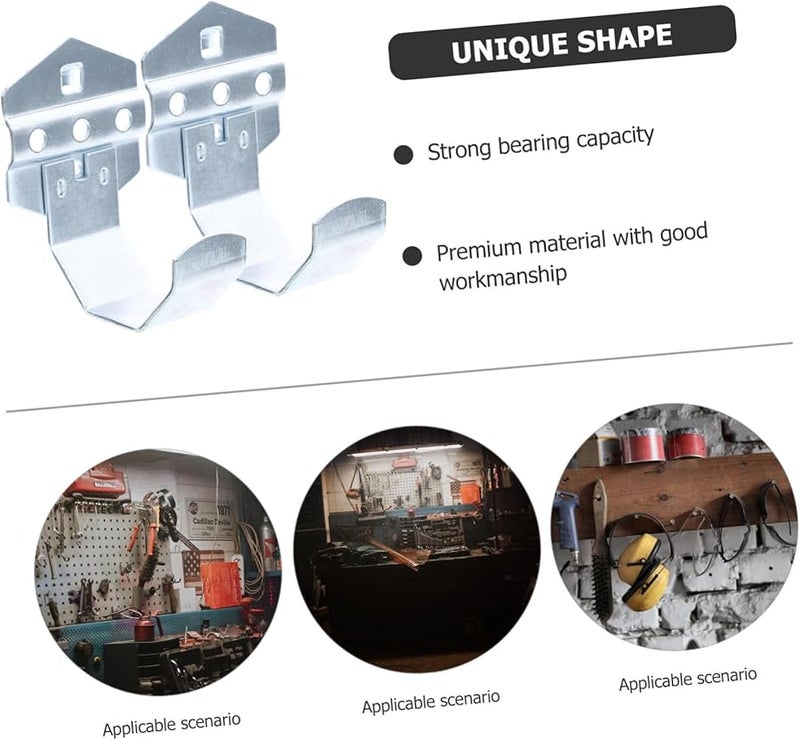 خطافات لوح معدني ثقيل 2 قطعة مع ذيل مقوس مرتفع لتخزين الأدوات بشكل آمن - Image 3