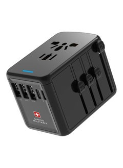 SWISS MILITARY Universal International Travel Power Adapter, Wall Charger with 3 ultra-fast USB port and 2 Type C Port, Multi-Adapter Plugs for UK EU US AU IND and Compatible with all device - Black  - Image 5