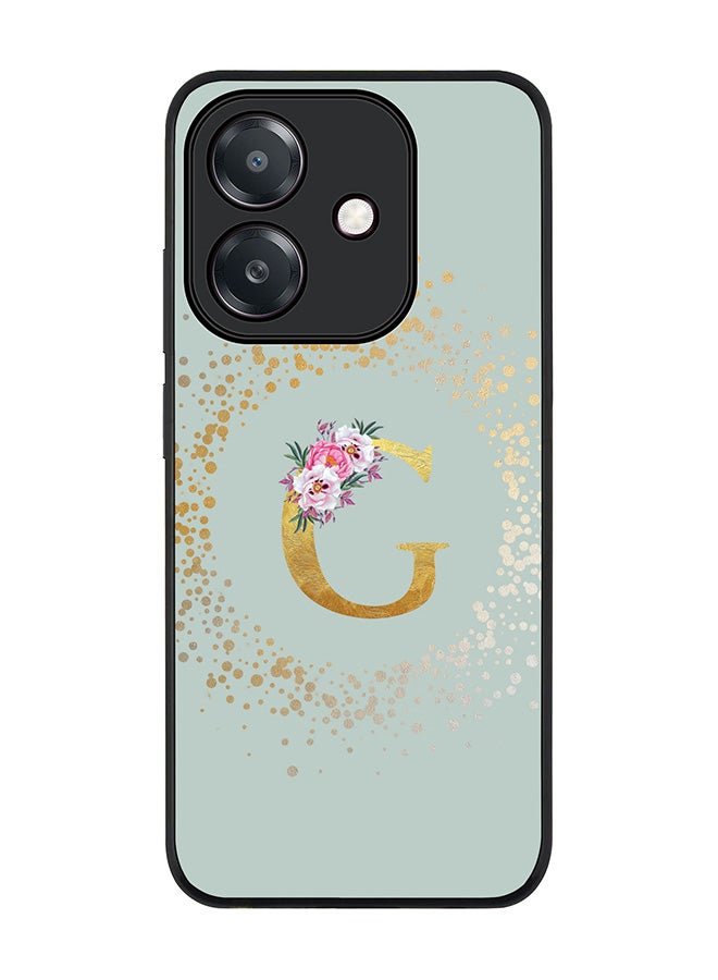 Stylizedd For Oppo A5i Case,Slim fit Camera Protection, Shockproof Thin Phone cover  - Custom Monogram Floral - G  (Light Grey )