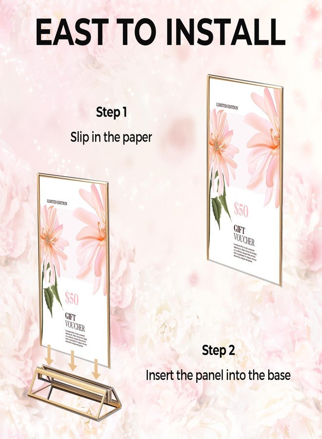 DECOHOBO 14 Pack Acrylic Sign Holder 4x6 Gold Frames, Wedding Table Number Holders Double Sided Vertical Clear Display Stand, Picture Holders for Tables, Menus, Flyers, Party and Office Decor - Image 4