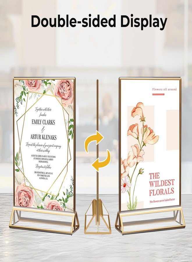 DECOHOBO 14 Pack Acrylic Sign Holder 4x6 Gold Frames, Wedding Table Number Holders Double Sided Vertical Clear Display Stand, Picture Holders for Tables, Menus, Flyers, Party and Office Decor - Image 5